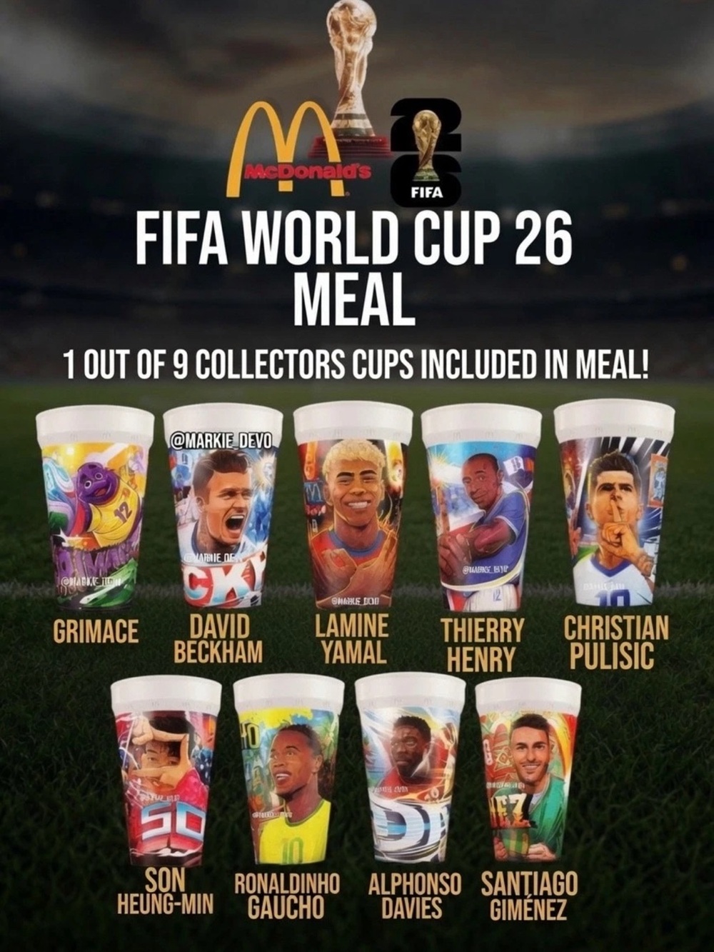 2026 McDonald's FIFA World Cup Adult Happy Meal Cups Single